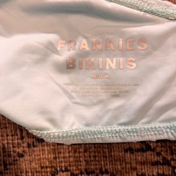 Frankies Bikinis Sora One Shoulder Swim Top Blue Textured Medium - Picture 3 of 3